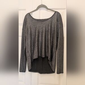 BCBGeneration Shimmering Black Long Sleeve Top